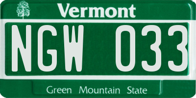 VT license plate NGW033