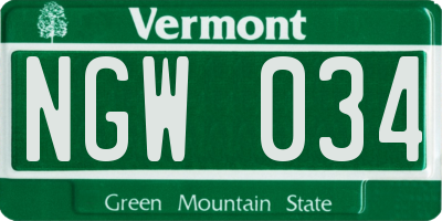 VT license plate NGW034