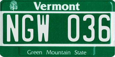 VT license plate NGW036