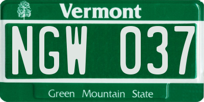 VT license plate NGW037