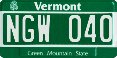 VT license plate NGW040
