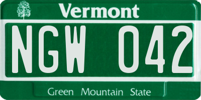 VT license plate NGW042