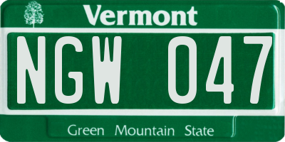 VT license plate NGW047