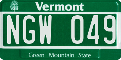 VT license plate NGW049