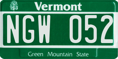 VT license plate NGW052