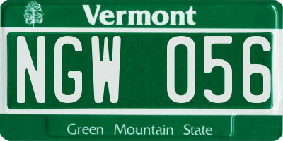 VT license plate NGW056