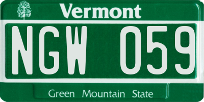 VT license plate NGW059