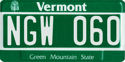 VT license plate NGW060