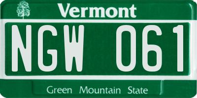VT license plate NGW061