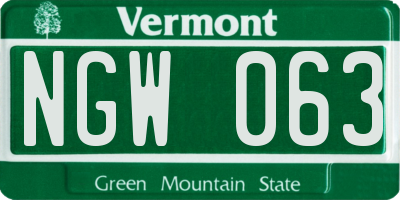 VT license plate NGW063
