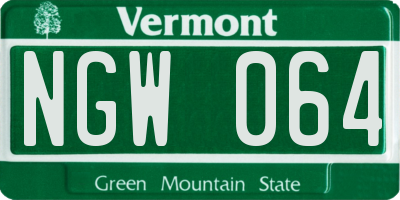 VT license plate NGW064