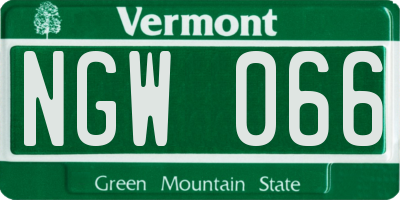 VT license plate NGW066