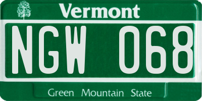 VT license plate NGW068