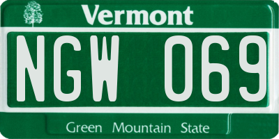VT license plate NGW069