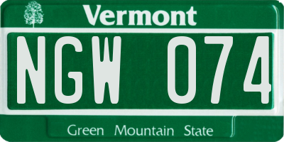 VT license plate NGW074