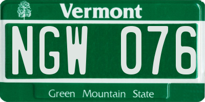VT license plate NGW076