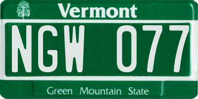 VT license plate NGW077