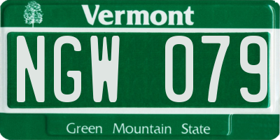 VT license plate NGW079