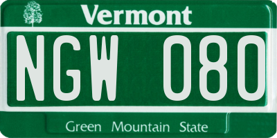 VT license plate NGW080
