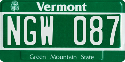 VT license plate NGW087