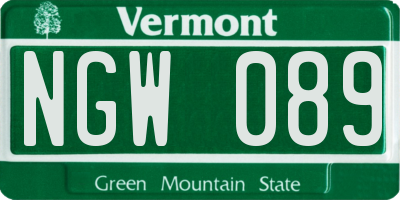 VT license plate NGW089
