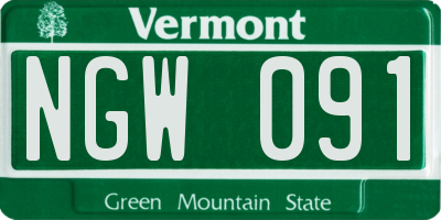 VT license plate NGW091