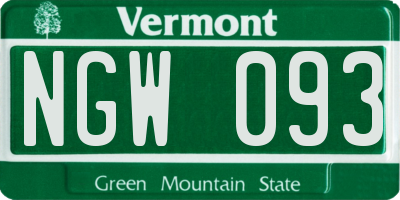VT license plate NGW093
