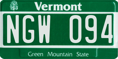 VT license plate NGW094