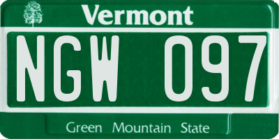 VT license plate NGW097