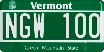 VT license plate NGW100