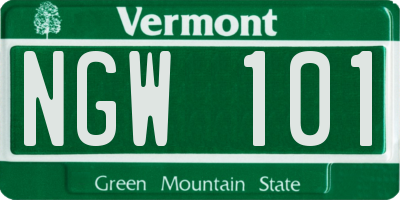 VT license plate NGW101