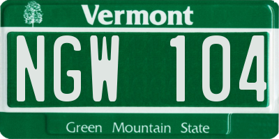 VT license plate NGW104