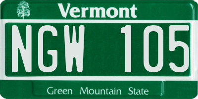 VT license plate NGW105