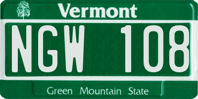 VT license plate NGW108