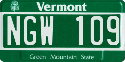 VT license plate NGW109