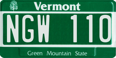 VT license plate NGW110