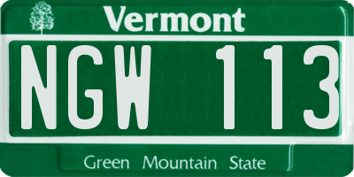VT license plate NGW113