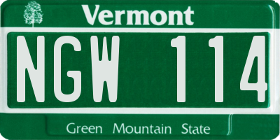 VT license plate NGW114