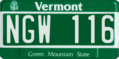VT license plate NGW116