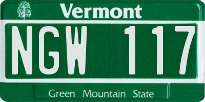 VT license plate NGW117