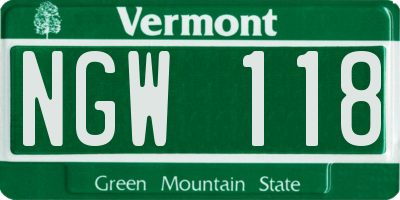 VT license plate NGW118