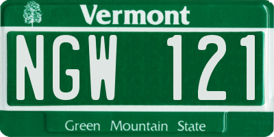 VT license plate NGW121