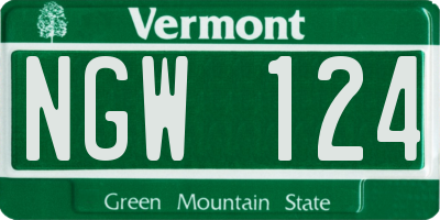 VT license plate NGW124