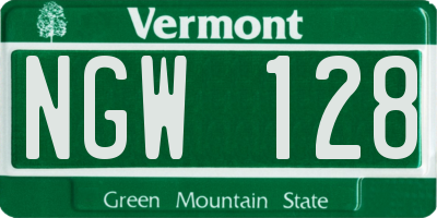 VT license plate NGW128