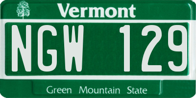 VT license plate NGW129