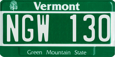 VT license plate NGW130