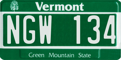VT license plate NGW134