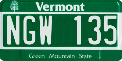 VT license plate NGW135