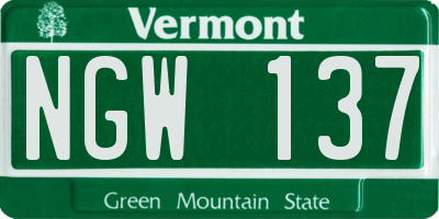 VT license plate NGW137