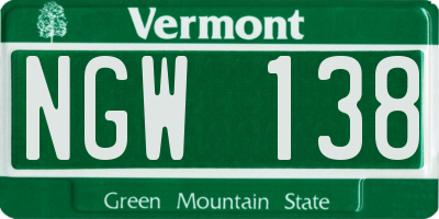 VT license plate NGW138